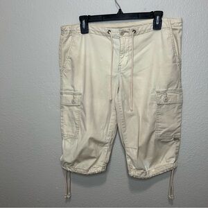 prAna Y2K Cargo Jorts Size 12 Cream Utility Drawstring Shorts